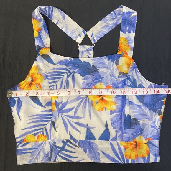 J.O.A Blue and Yellow Floral Crop Top - Picture 7 of 11